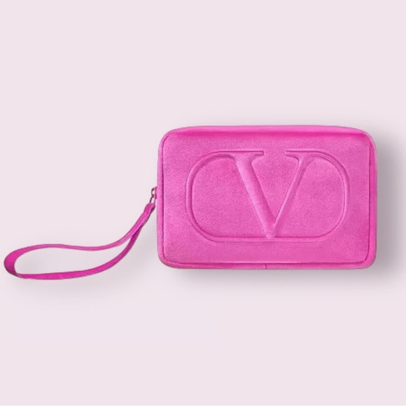 Valentino Handbags - Valentino Beauty Pink Velvet Wristlet Clutch